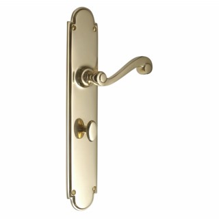 Victorian Bathroom Door Handle on Large Backplate