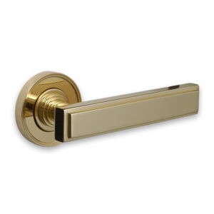 Stepped Door Handle on Round Covered Rose