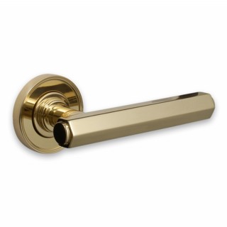 Hexagonal Door Handle on Round Covered Rose
