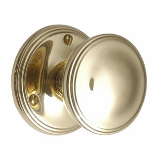 Brass Victorian Door Knobs on Round Rose